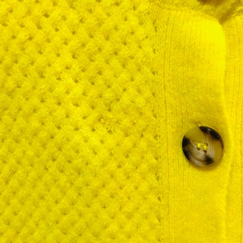 ZARA Bright Yellow Crop Cardigan Neon Retro Feminine Romantic Y2K 90s Size S - Picture 7 of 7
